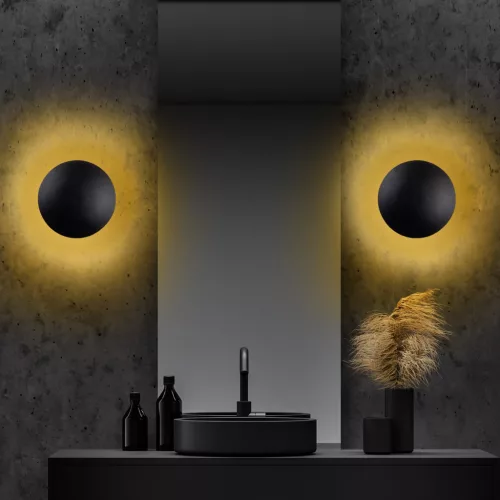 Moon fali lámpa, fekete-arany