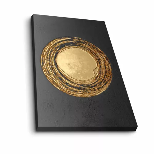 Dekoratív vászonfestmény, fekete, arany, 45 x 70 cm