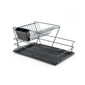 Edényszárító, csepegtető tálca, fekete, 47 x 32 cm