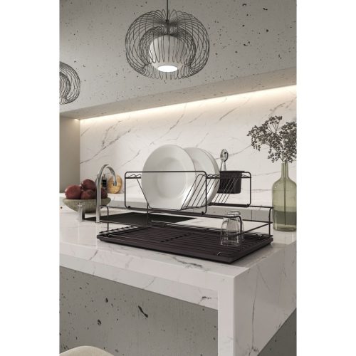Edényszárító, csepegtető tálca, fekete, 47 x 32 cm
