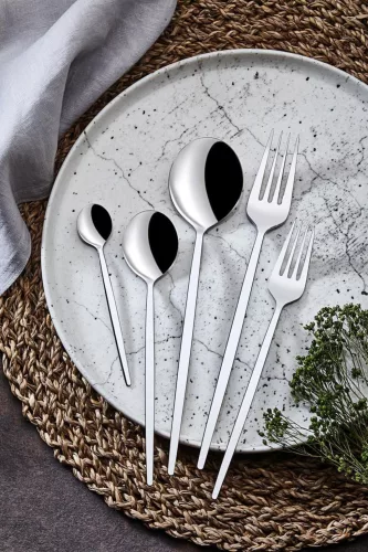 Evőeszközkészlet, 30 darabos, rozsdamentes acél, ezüst