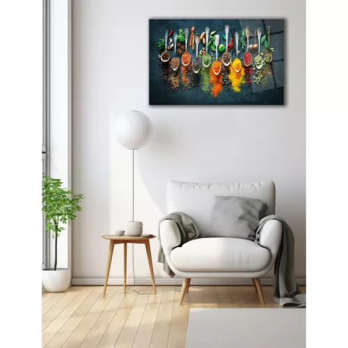 Edzett üveg fali dekoráció, fűszerek, 46x72 cm