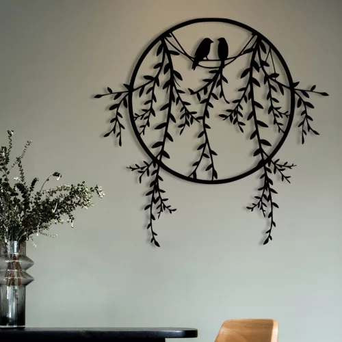 Fém fali dekoráció, willow circle, 45 x 44 cm