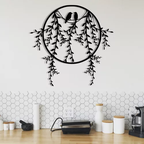 Fém fali dekoráció, willow circle, 45 x 44 cm