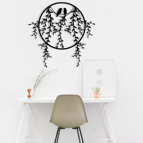 Fém fali dekoráció, willow circle, 45 x 44 cm