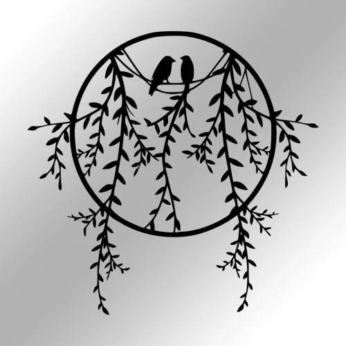 Fém fali dekoráció, willow circle, 45 x 44 cm