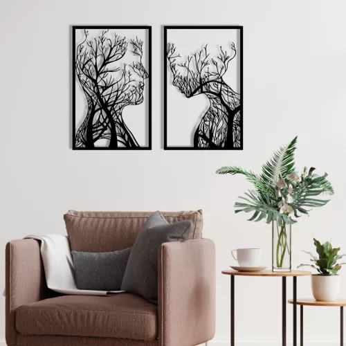Fém fali dekoráció, twin trees, 2x 40 x 63 cm