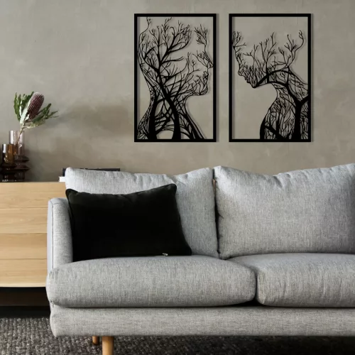 Fém fali dekoráció, twin trees, 2x 40 x 63 cm