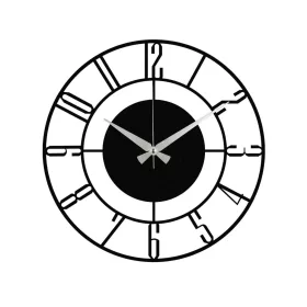 Dekoratív fém falióra, fekete, 48 cm