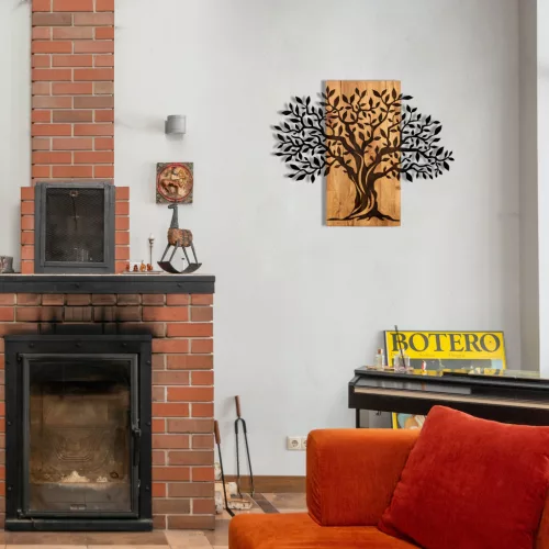 Dekoratív, fa fali kiegészítő, életfa, 72 x 58 cm