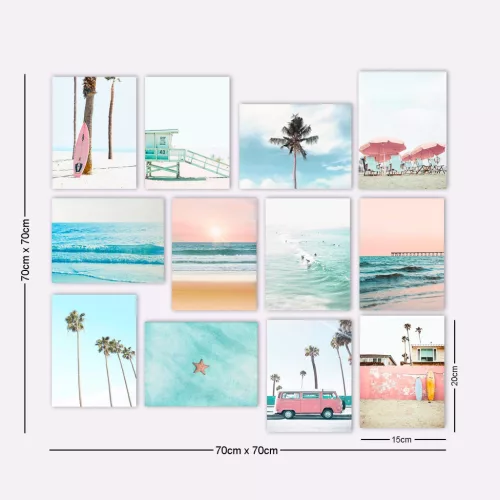 Dekoratív MDF festmény, 12 darab, tengarpart