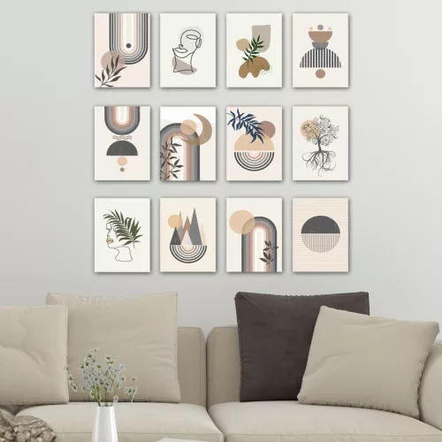 Dekoratív MDF festmény, 12 darab, alakzatok