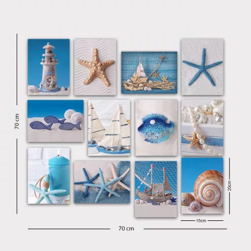 Dekoratív MDF festmény, 12 darab, tenger