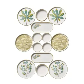 Brunch készlet, 14 darabos, levélmintás