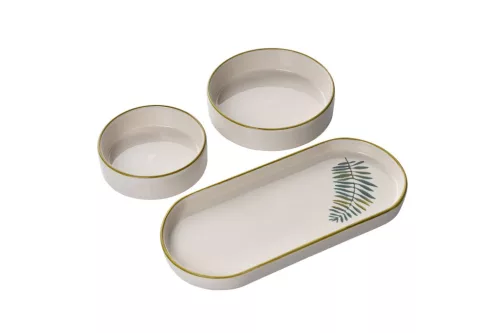 Brunch készlet, 14 darabos, levélmintás