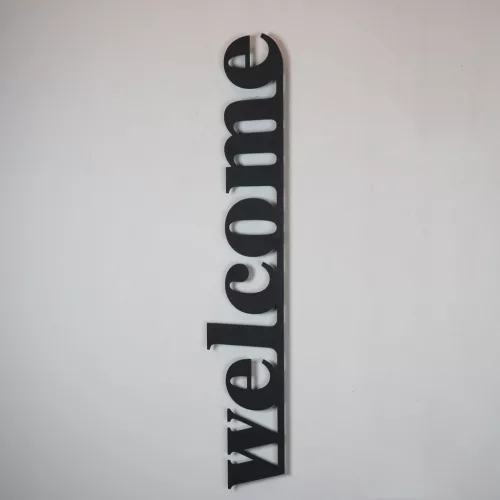 Fém fali dekoráció, welcome, 18x98 cm