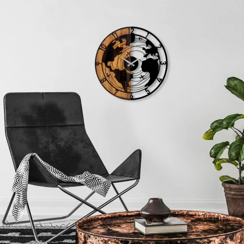 Fali óra világ térkép, dekoratív fa falióra