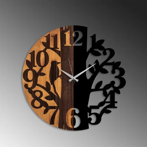 Fali óra, fa minta, dekoratív fa falióra