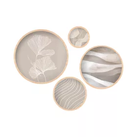 Dekoratív kerek MDF festmény, 4 darab, bézs