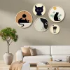 Dekoratív kerek MDF Festmény, 5 Darab, cicák