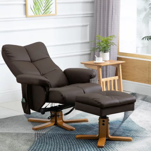 HOMCOM Relaxációs fotel lábtartóval, masszázsfotel, TV-fotel 145°-os dőléssel, 10