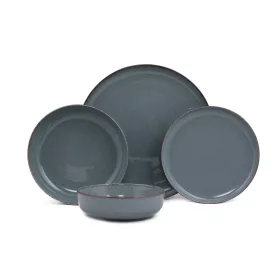 Tányérkészlet porcelán, kék, 24 darabos