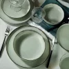 Tányérkészlet porcelán, zöld, 24 darabos