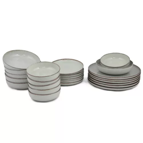 Tányérkészlet porcelán, zöld, 24 darabos