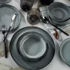 Tányérkészlet porcelán, kék, 18 darabos