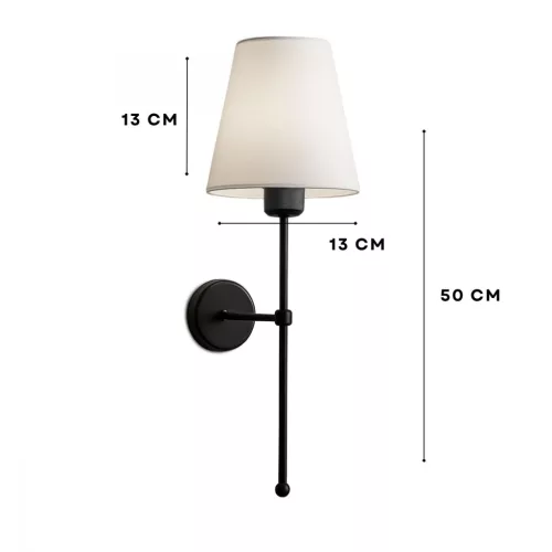 Fali lámpa szövet búrával, fekete-bézs