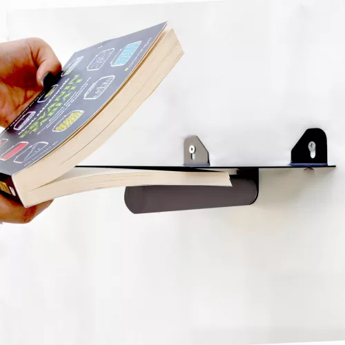 Dekoratív fém könyvtartó fali polc, barna, fekete