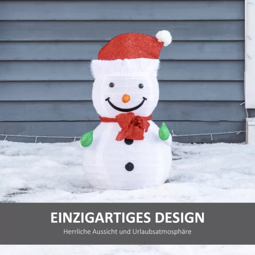 Outsunny karácsonyi dekorációs hóember LED-lámpákkal, összecsukható és időjárásálló,
