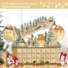 HOMCOM Adventi naptár 24 fiókkal és LED-fényekkel, karácsonyi naptárdoboz ünnepi