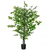 HOMCOM Nagy Műficuszfa 135 cm-es Műnövény, Műanyag Mesterséges Növény Ficus Cserépben,