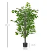 HOMCOM Nagy Műficuszfa 135 cm-es Műnövény, Műanyag Mesterséges Növény Ficus Cserépben,
