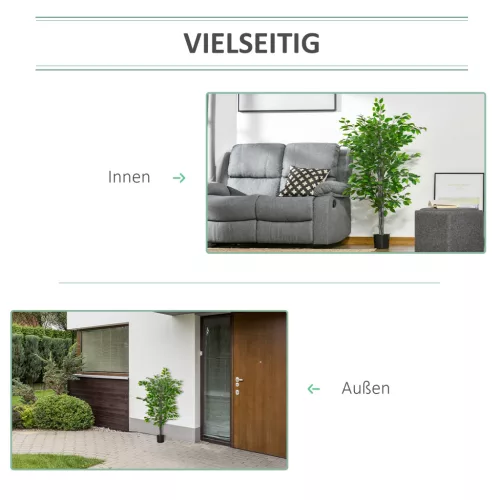 HOMCOM Nagy Műficuszfa 135 cm-es Műnövény, Műanyag Mesterséges Növény Ficus Cserépben,