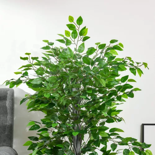 HOMCOM Nagy Műficuszfa 135 cm-es Műnövény, Műanyag Mesterséges Növény Ficus Cserépben,