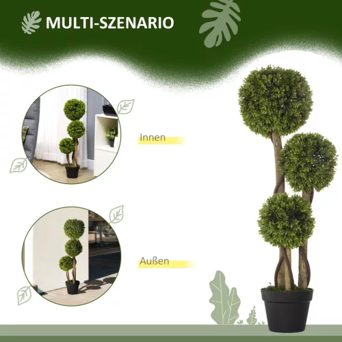 HOMCOM Műnövény, 90 cm, Buxus műnövény virágcserépben, UV-védelemmel ellátott műfa,