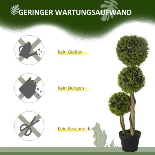 HOMCOM Műnövény, 90 cm, Buxus műnövény virágcserépben, UV-védelemmel ellátott műfa,