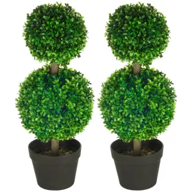 HOMCOM Mesterséges Növények 2 db-os Szett Buxus 60 cm UV-álló Mesterséges Növény Dupla