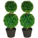 HOMCOM Mesterséges Növények 2 db-os Szett Buxus 60 cm UV-álló Mesterséges Növény Dupla