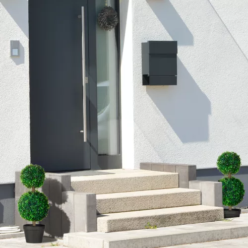 HOMCOM Mesterséges Növények 2 db-os Szett Buxus 60 cm UV-álló Mesterséges Növény Dupla