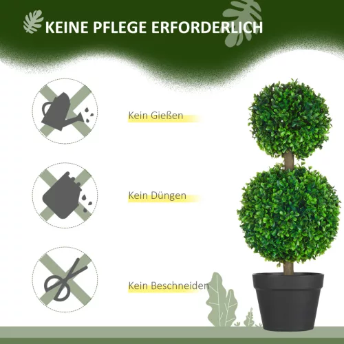 HOMCOM Mesterséges Növények 2 db-os Szett Buxus 60 cm UV-álló Mesterséges Növény Dupla