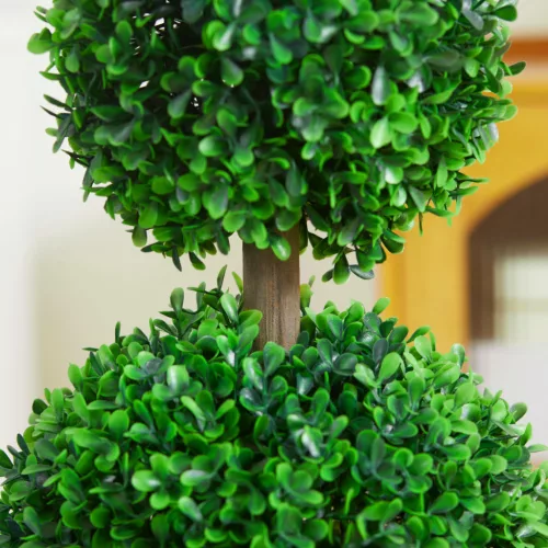 HOMCOM Mesterséges Növények 2 db-os Szett Buxus 60 cm UV-álló Mesterséges Növény Dupla