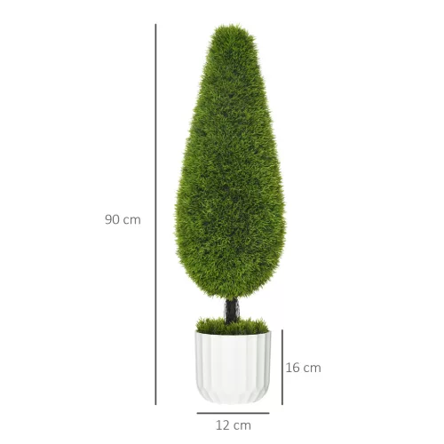 HOMCOM Kunstpflanze Zypresse 2 db-os készlet 90 cm műnövény műanyag cserépben műmohával