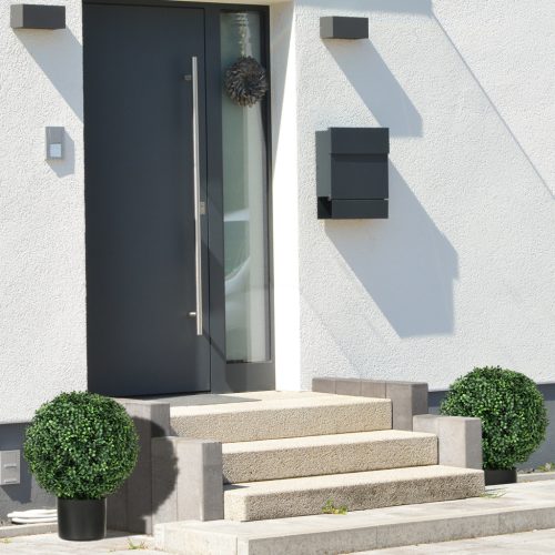 HOMCOM Kétszeres Műnövény UV-álló Műnövény Készlet Virágcserépben 52 cm Buxusfa Kert és