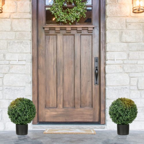 HOMCOM Kétszeres Műnövény UV-álló Műnövény Készlet Virágcserépben 52 cm Buxusfa Kert és