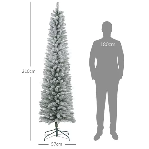 HOMCOM Műfenyő, 210 cm magas karácsonyfa 180 LED-fénnyel, 405 lehajtható ágvéggel,