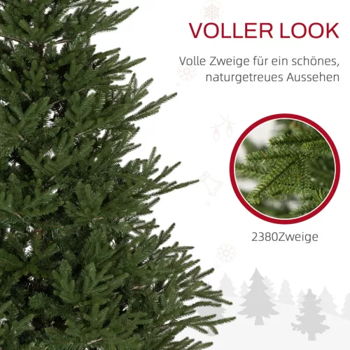 HOMCOM műfenyő 180 cm magas, 2380 ággal, összecsukható fémállvánnyal ünnepi karácsonyi