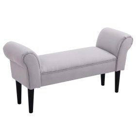 HOMCOM ülőpad hálószobába, ágy melletti pad, kárpitozott pad szürke színben, MDF és